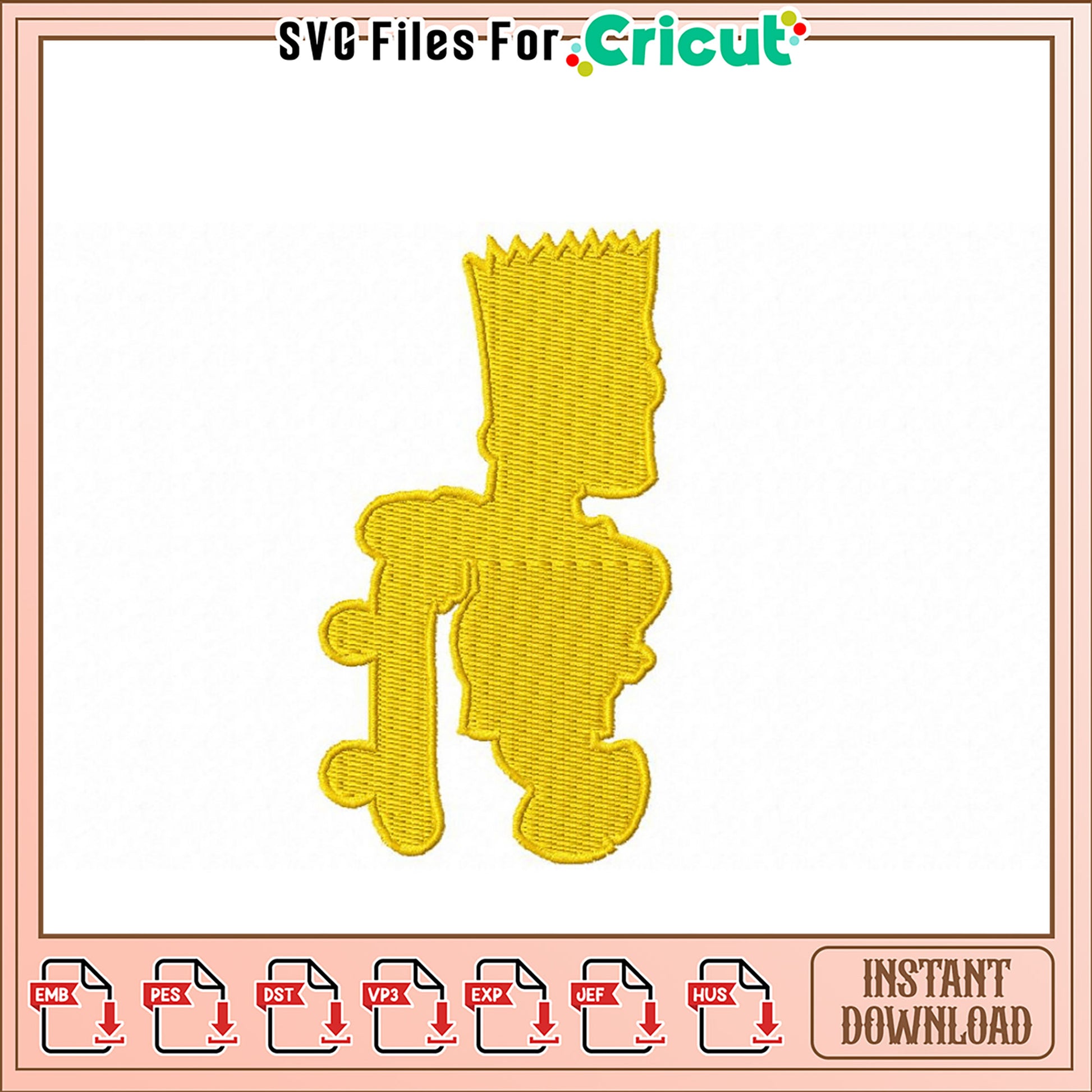 Bart Simpson Embroidery Design Instant Download