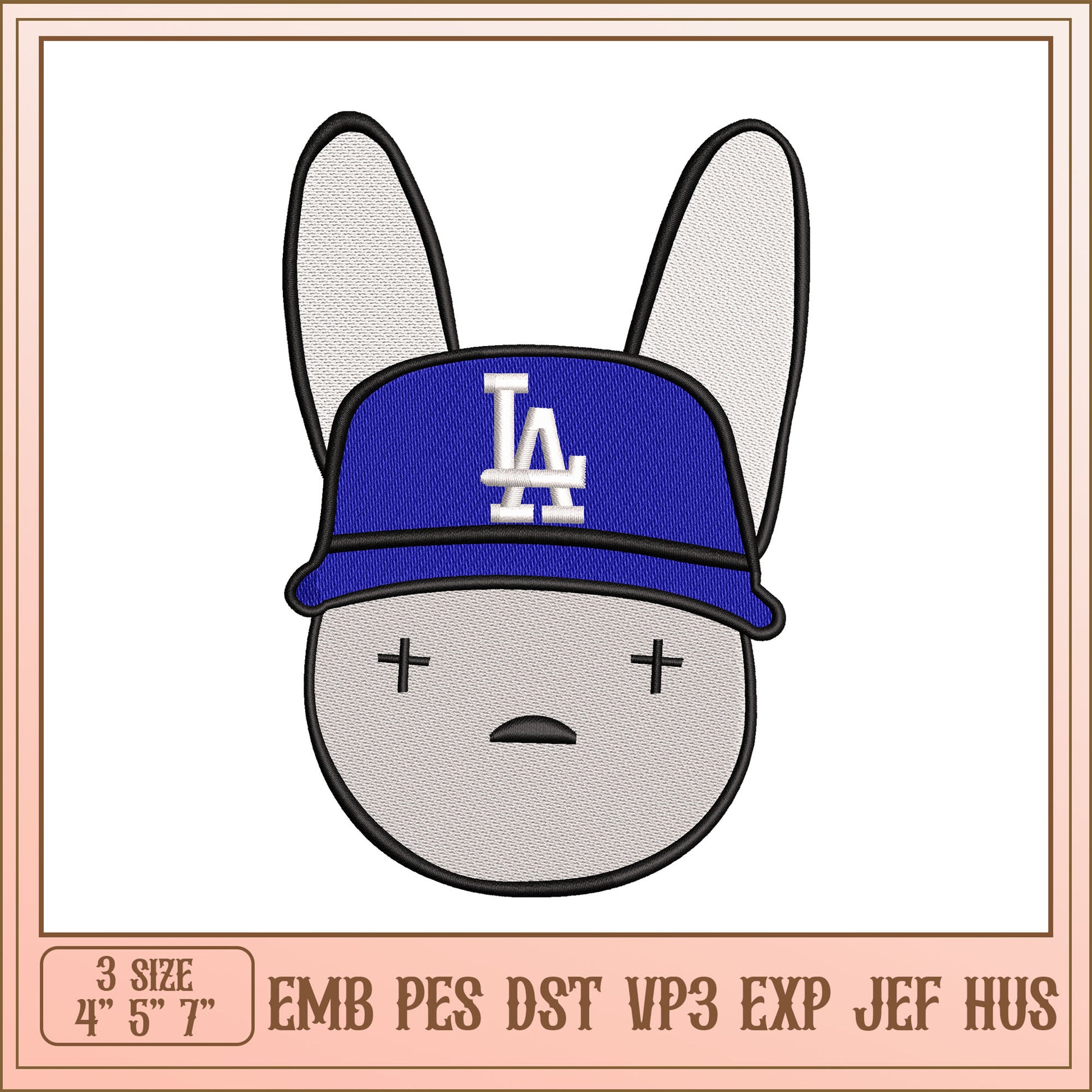 Baseball Bunny Embroidery Design