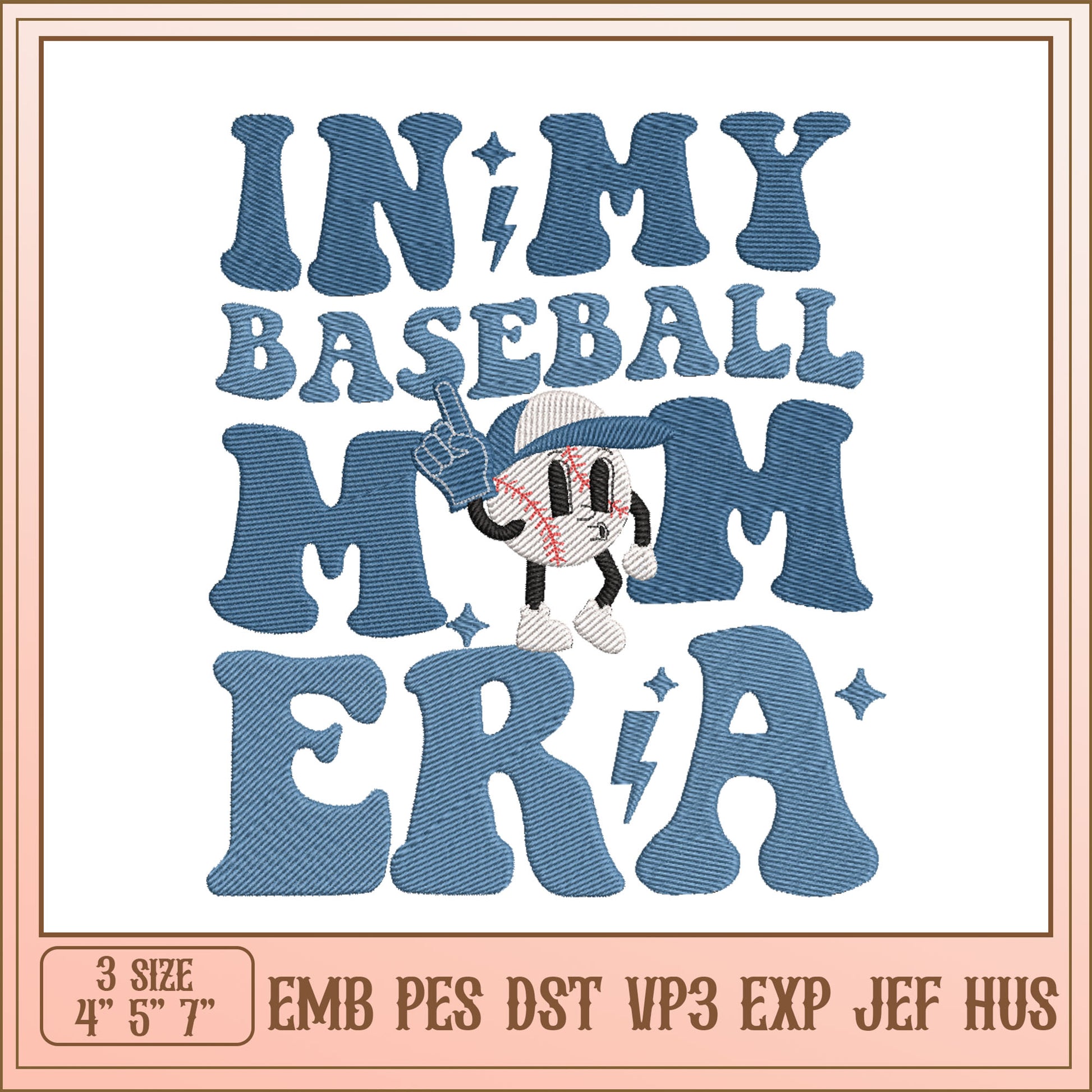 Baseball Mom Embroidery Design