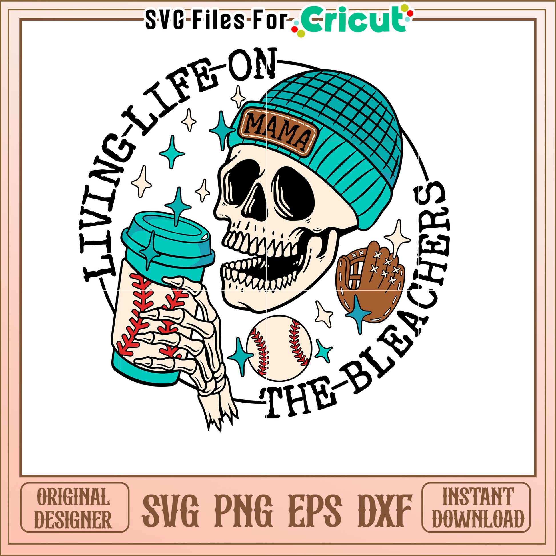 Baseball Skull Coffee SVG Design