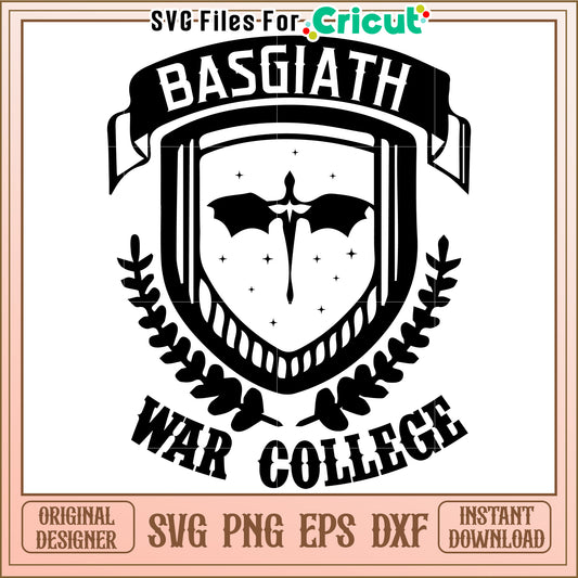 Basgiath war college logo svg, fourth wing svg, romantasy dragon svg