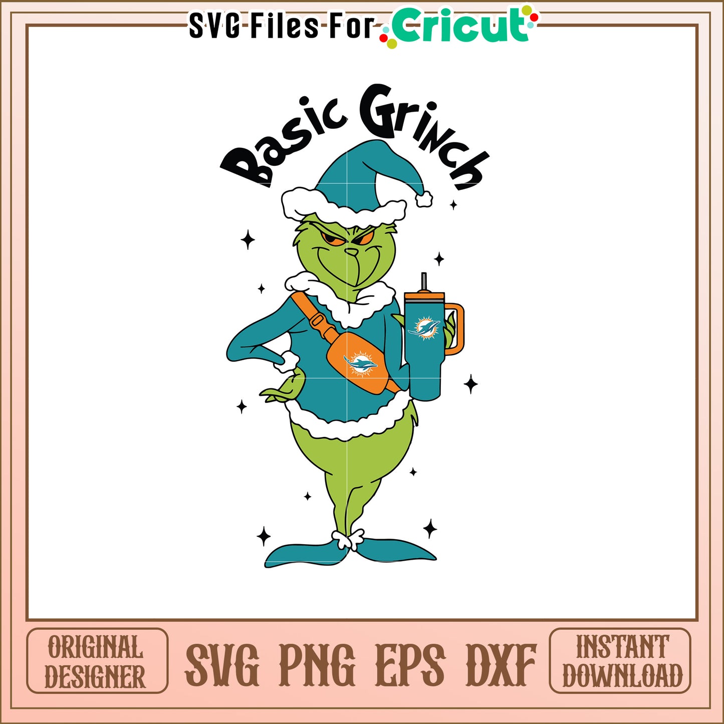Basic Grinch Miami Dolphins SVG