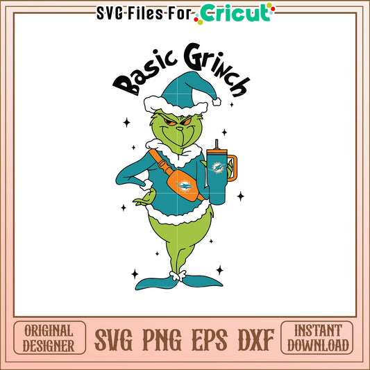Basic Grinch Miami Dolphins SVG