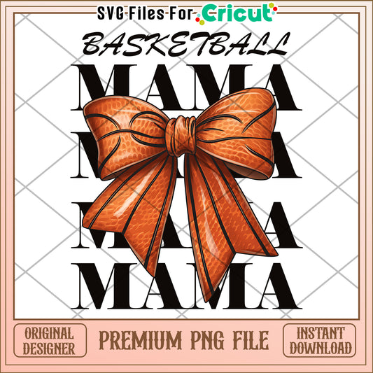 Basketball Mama Bow PNG Design for Instant Download