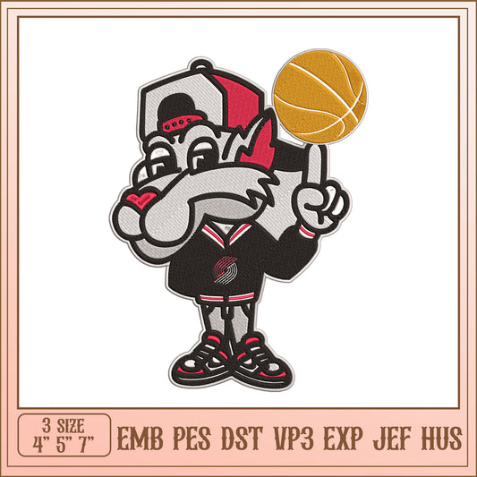 Basketball Mascot Embroidery Design