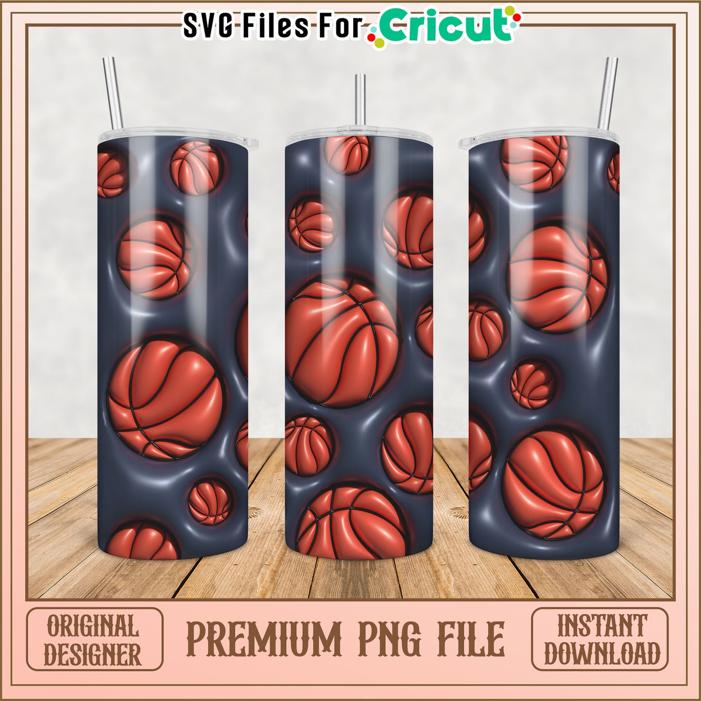 Basketball Tumbler PNG Design for Cricut DIY Projects Download