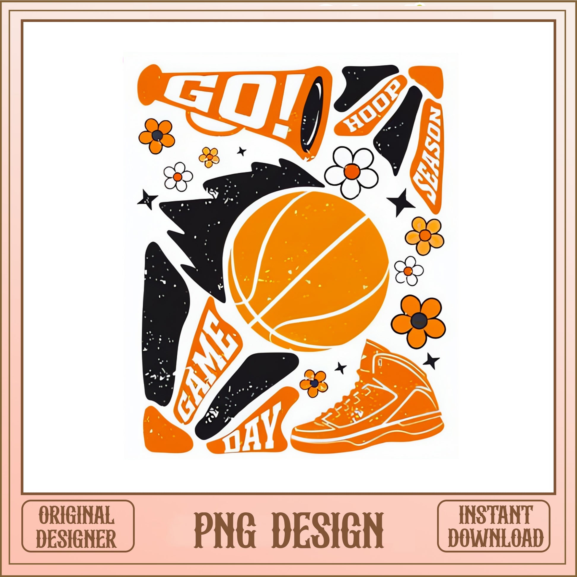 Basketball Game Day PNG, Hoop Season Retro PNG, Go Team PNG