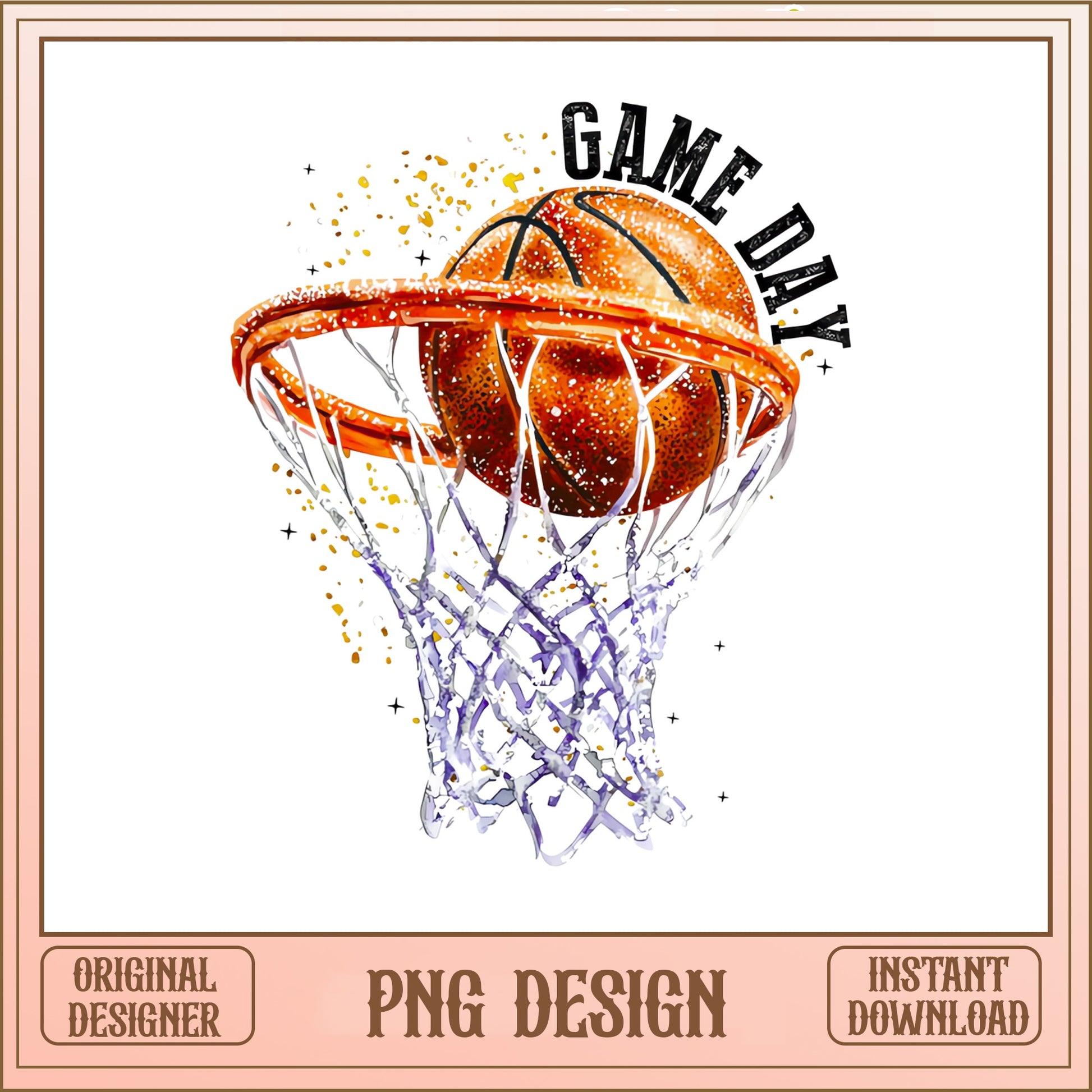 Basketball Game Day PNG, Sports Sublimation Design, Basketball Hoop PNG
