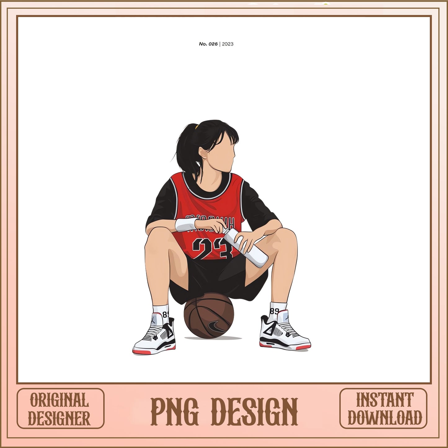 Basketball Girl PNG, Sporty Girl Sitting On Ball, Basketball PNG