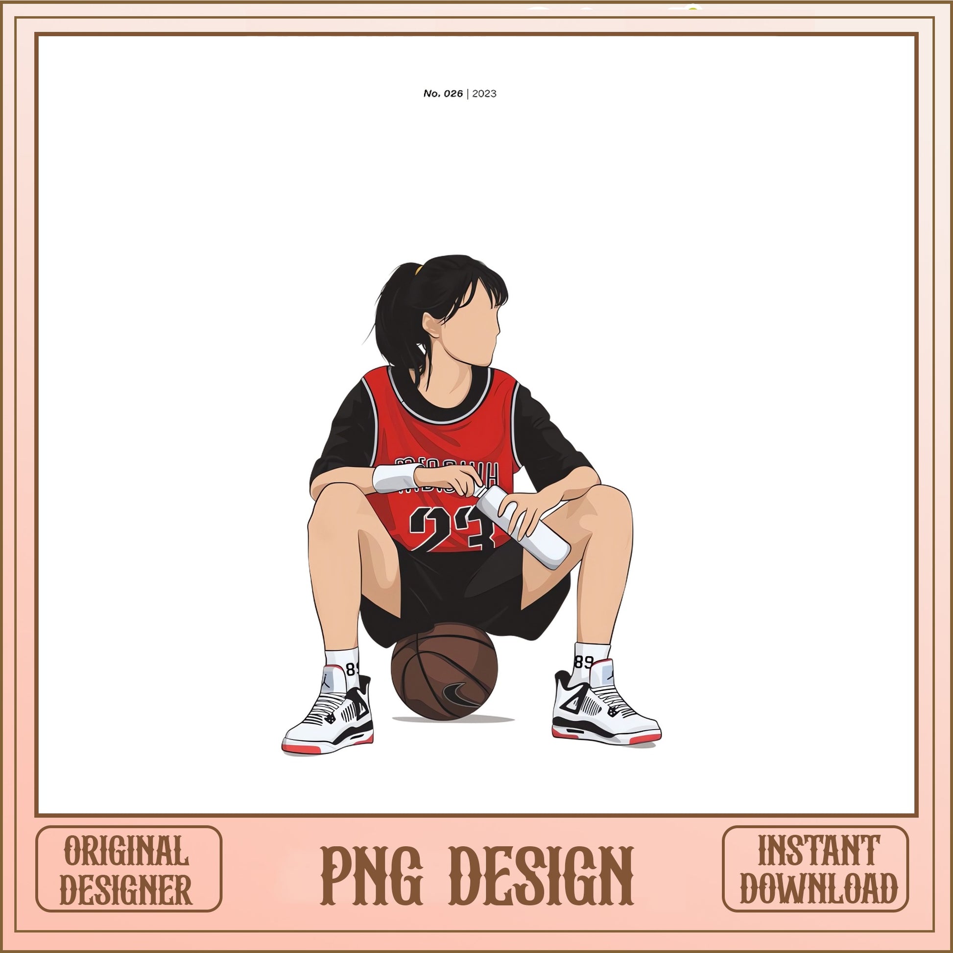 Basketball Girl PNG, Sporty Girl Sitting On Ball, Basketball PNG