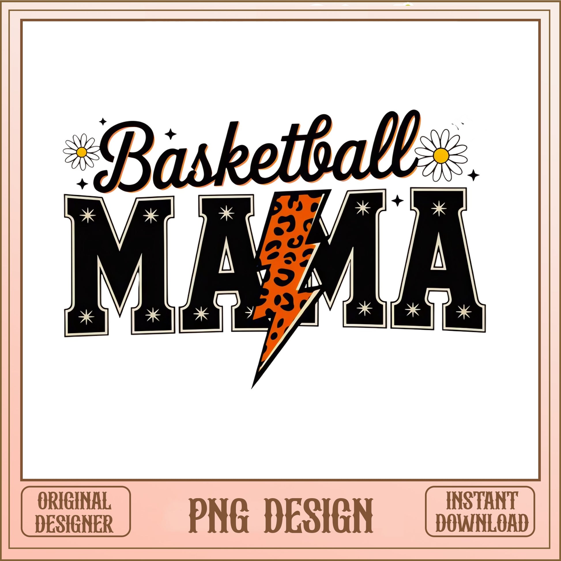 Basketball Mama PNG, Leopard Lightning Bolt, Sports Mom PNG