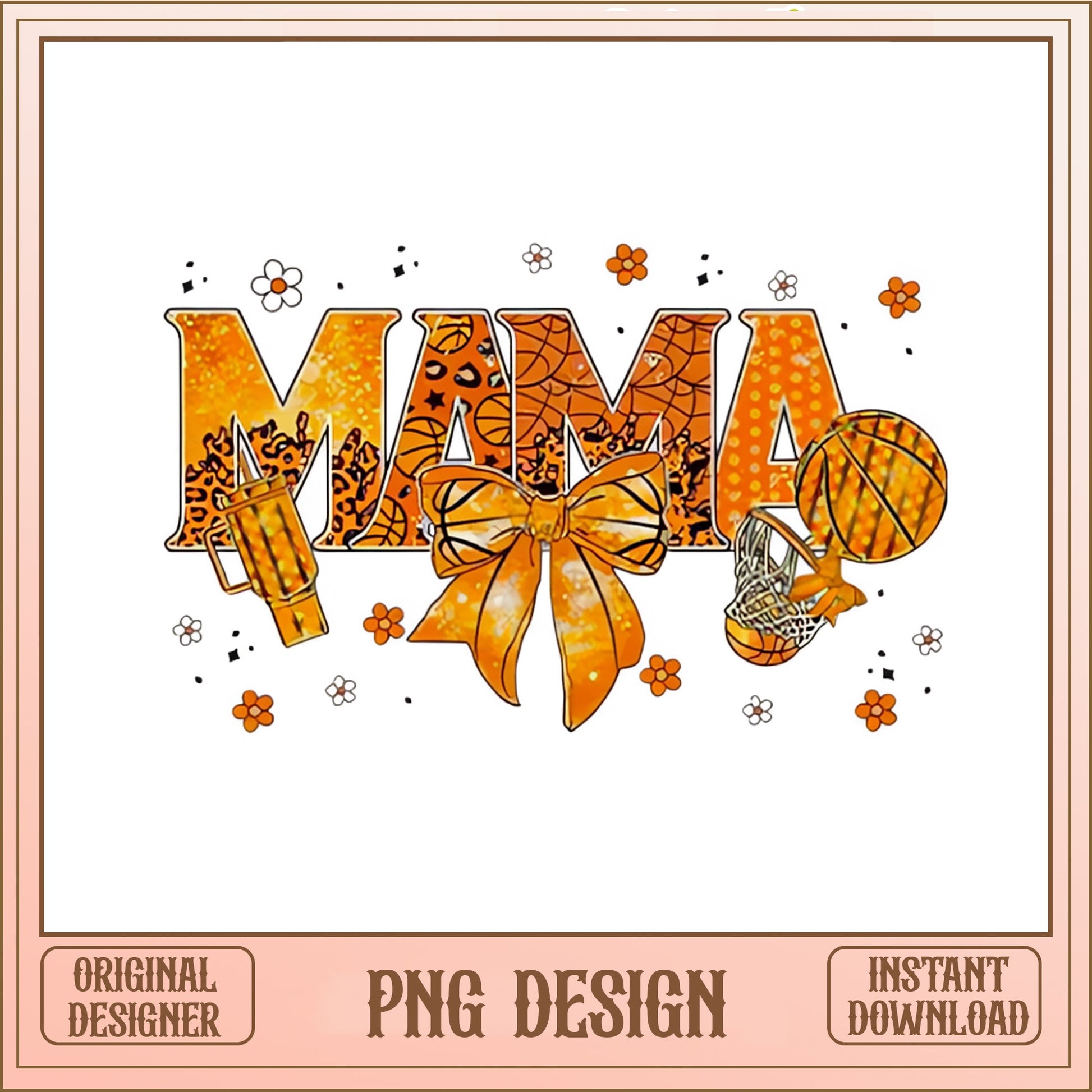 Basketball Mama PNG, Leopard Sports Mom PNG, Coquette Bow PNG