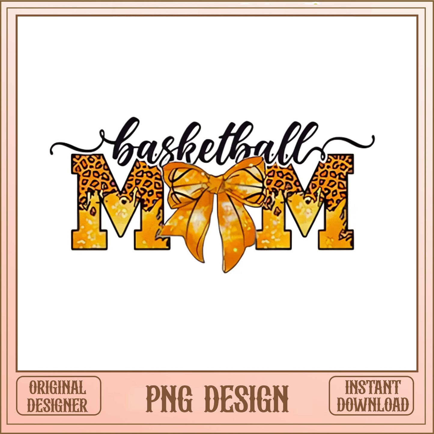 Basketball Mom Leopard Bow PNG, Sports Mom PNG, Game Day PNG