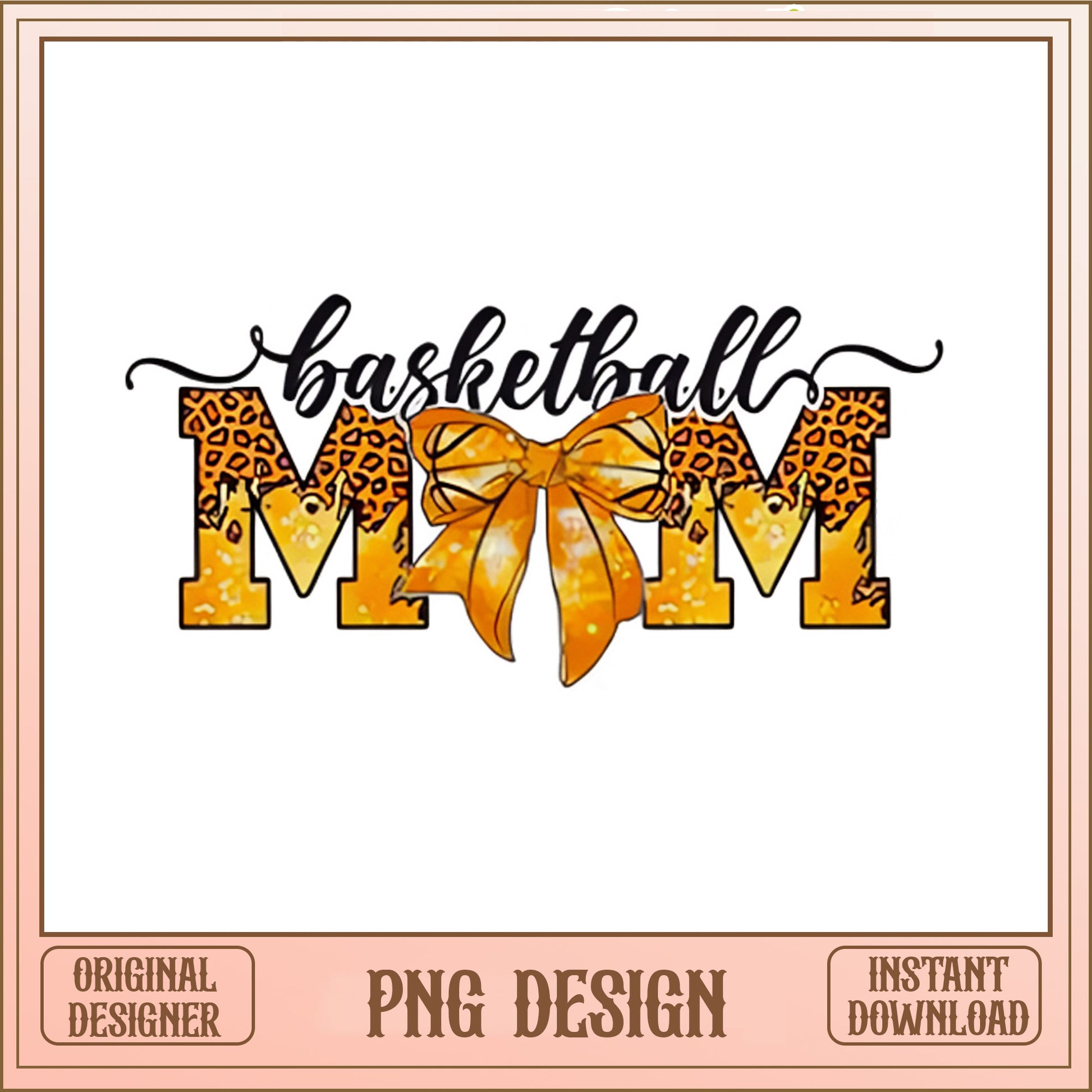 Basketball Mom Leopard Bow PNG, Sports Mom PNG, Game Day PNG