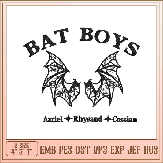 Bat Boys Embroidery Design - 3 Sizes