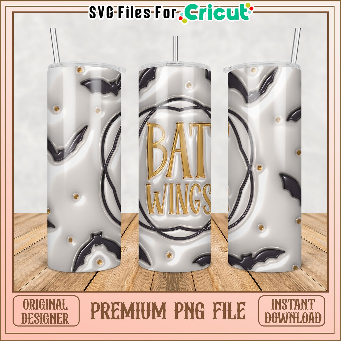 Bat Wings Tumbler PNG Design