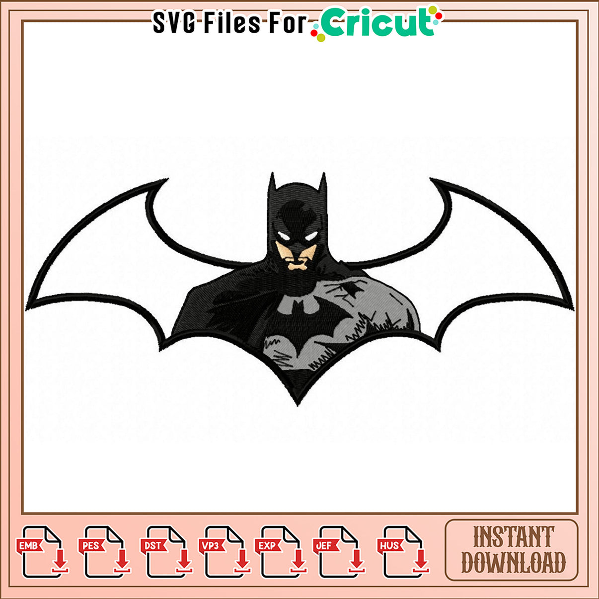 Batman Embroidery Design for Machine Stitching Download – svg files for ...