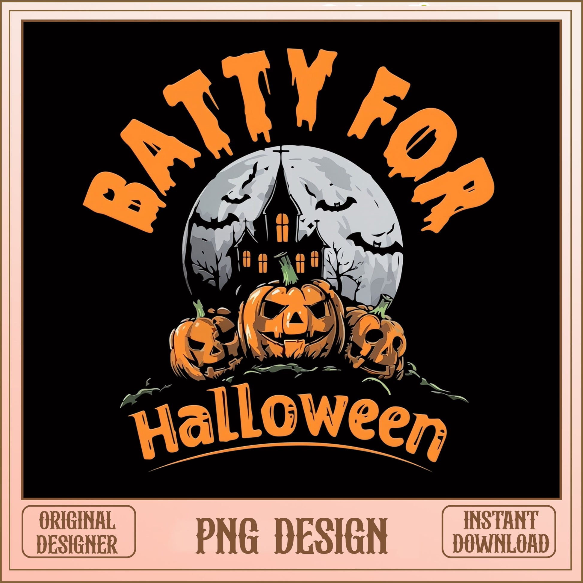 Batty For Halloween PNG, Spooky Pumpkin Halloween PNG, Halloween PNG