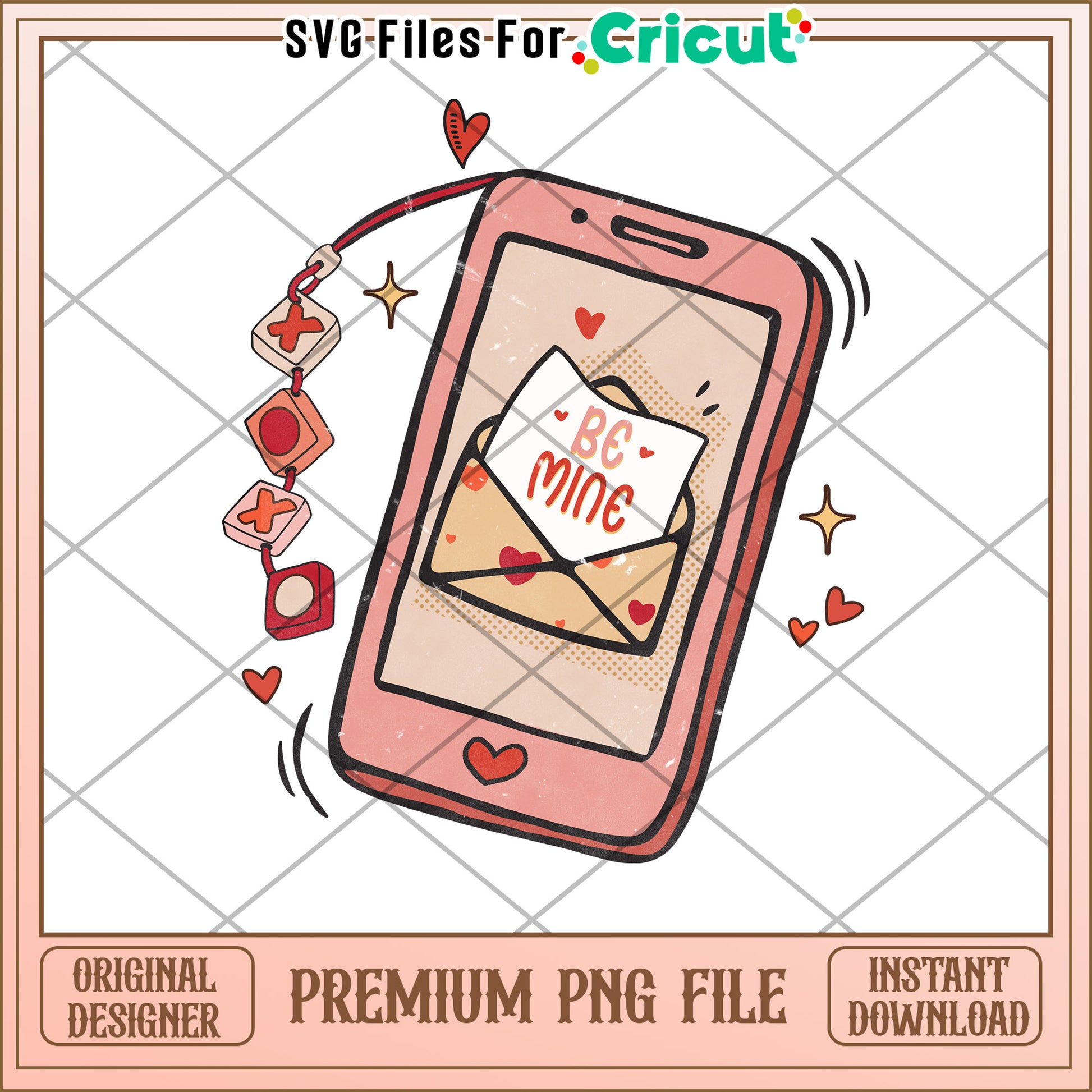 Be Mine Phone PNG Valentines Cricut Design