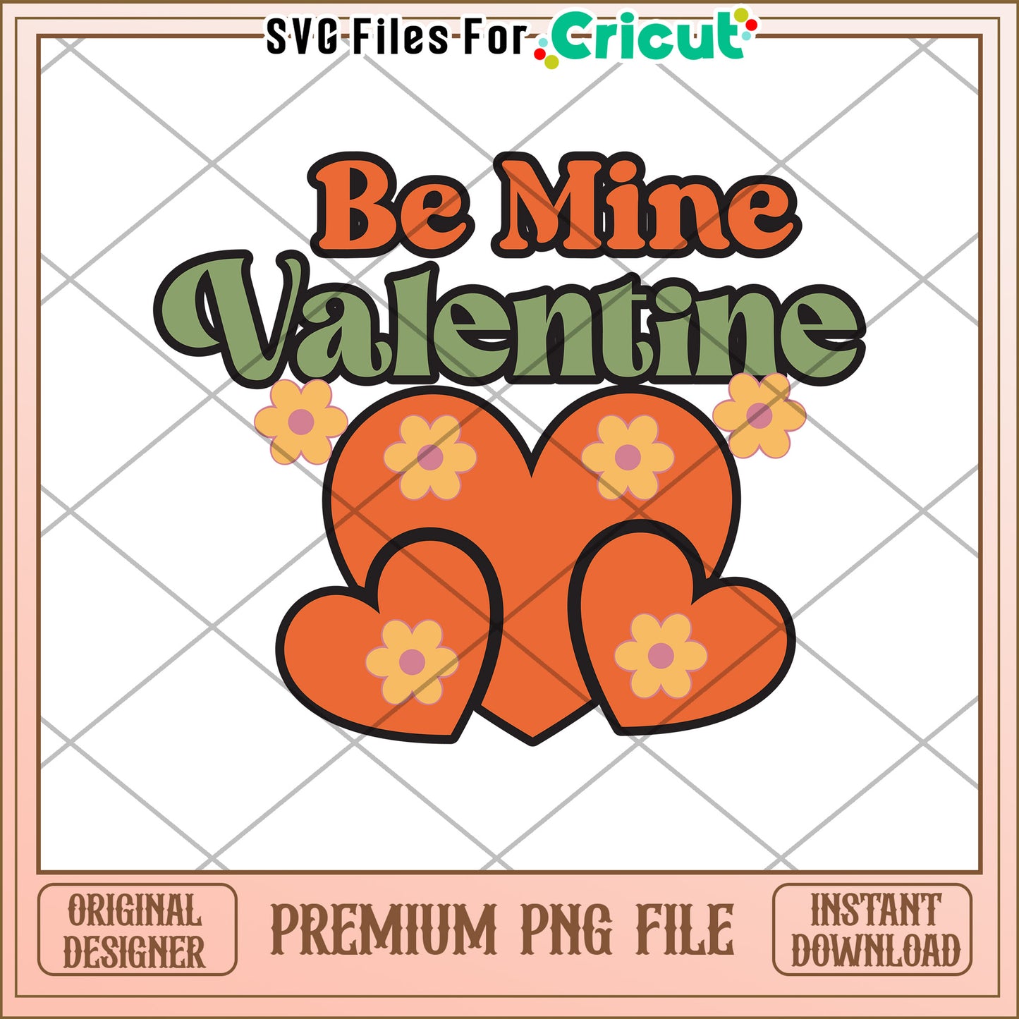 Be Mine Valentine PNG Retro Hearts Design