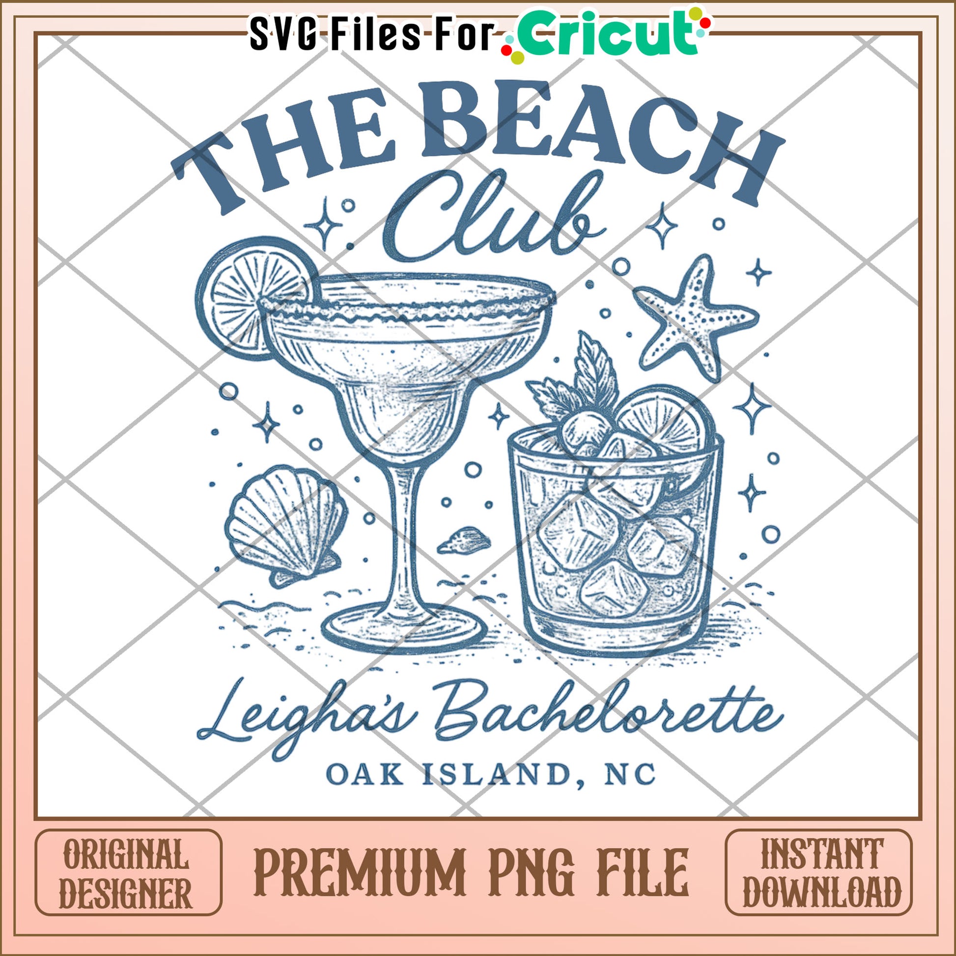 Beach Club Bachelorette Party Invitation PNG