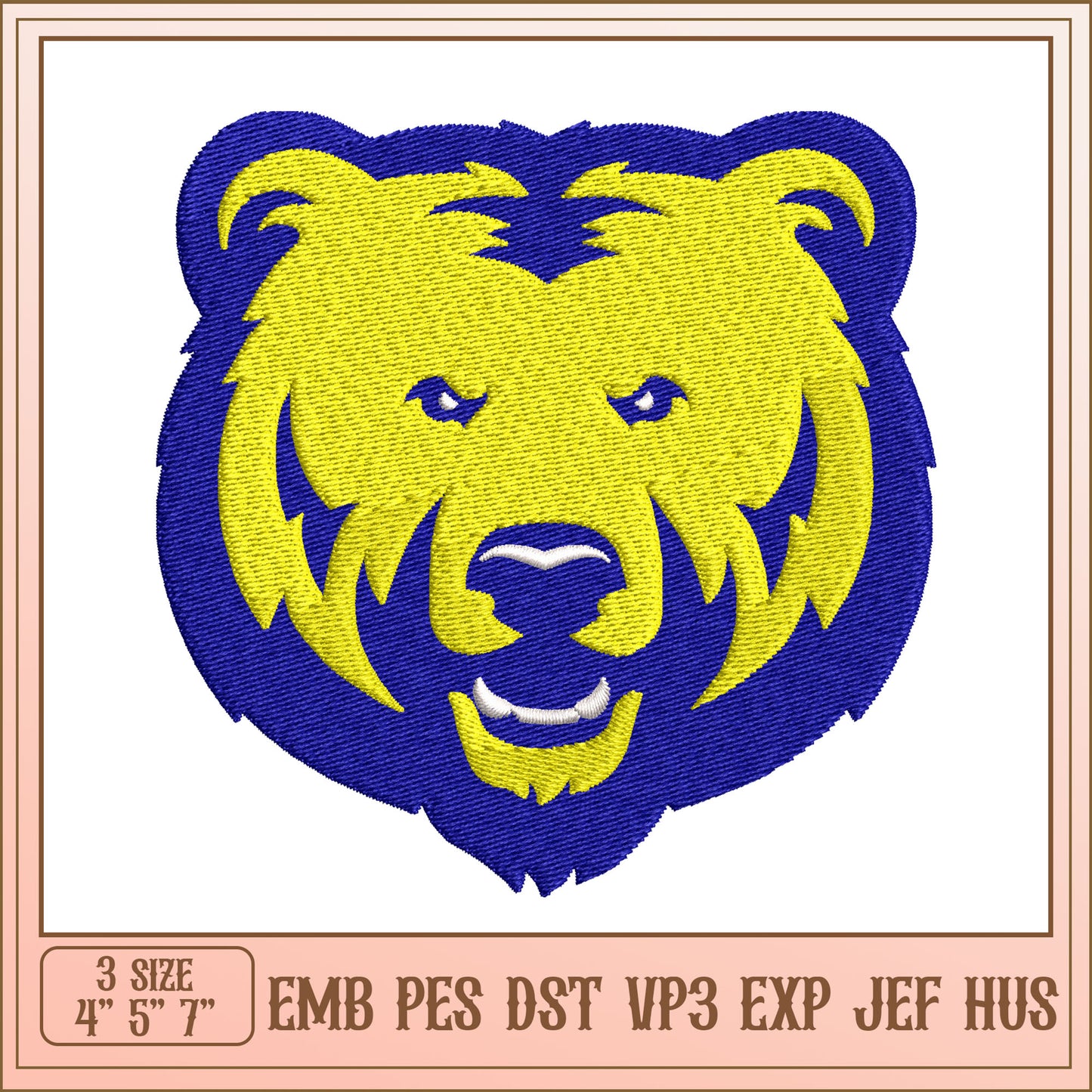 Bear Embroidery Design 3 Sizes
