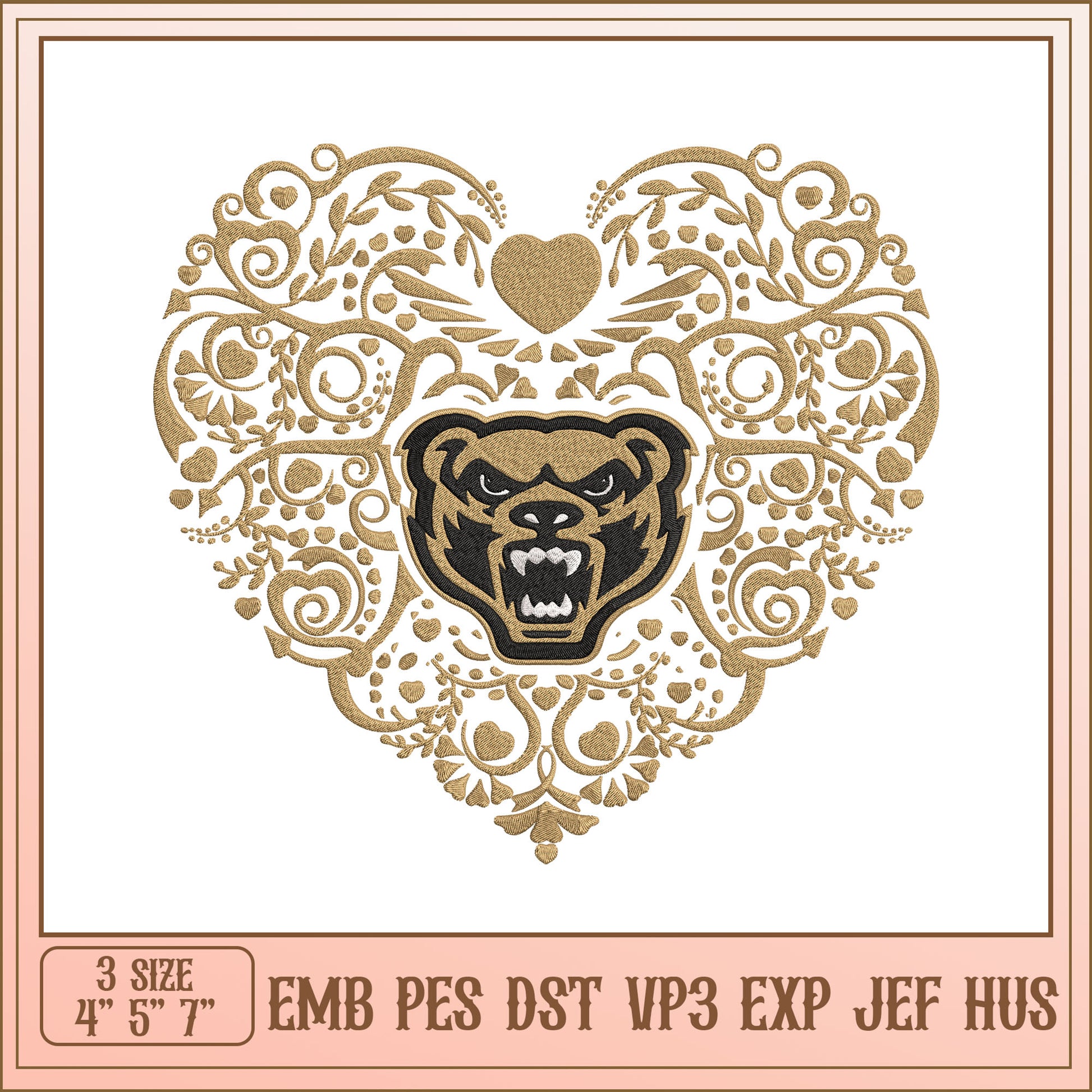 Bear Heart Embroidery Design - EMB PES DST VP3