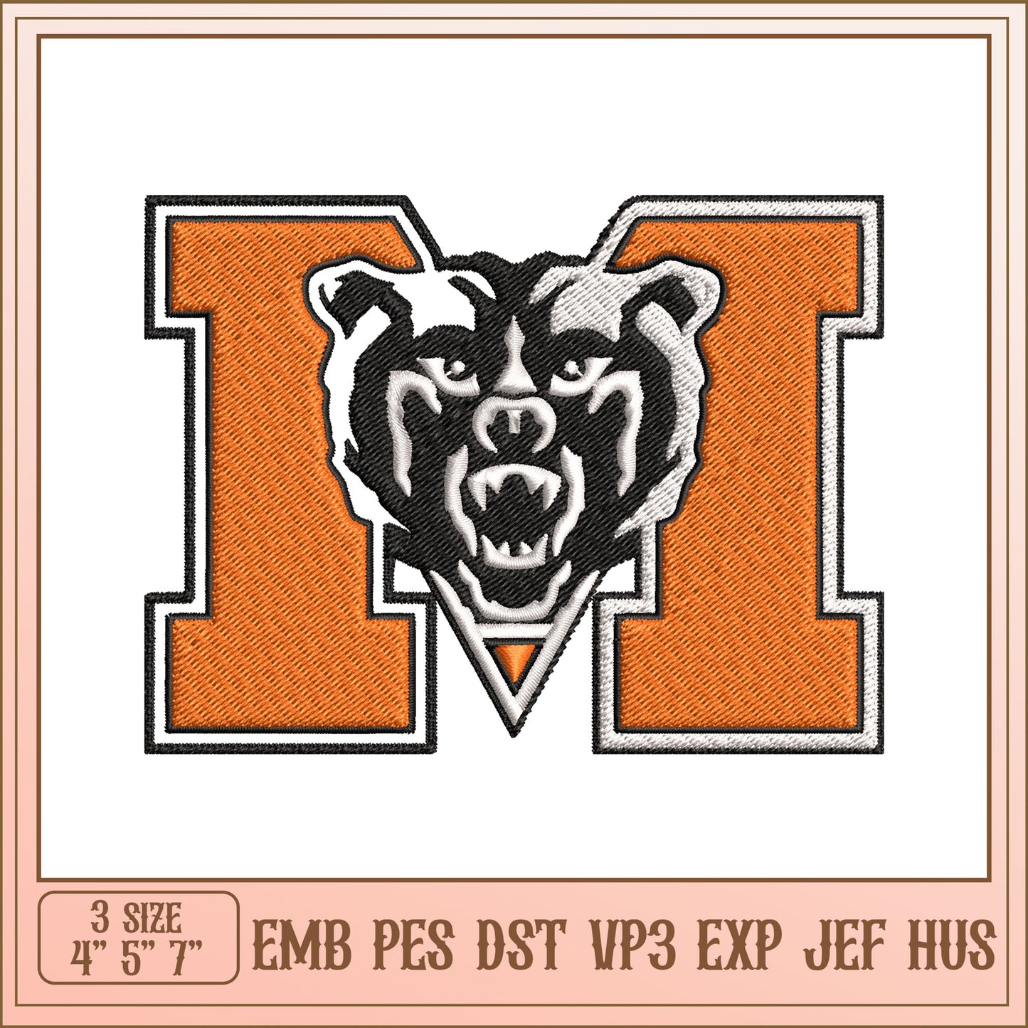 Bear Mascot Embroidery Design