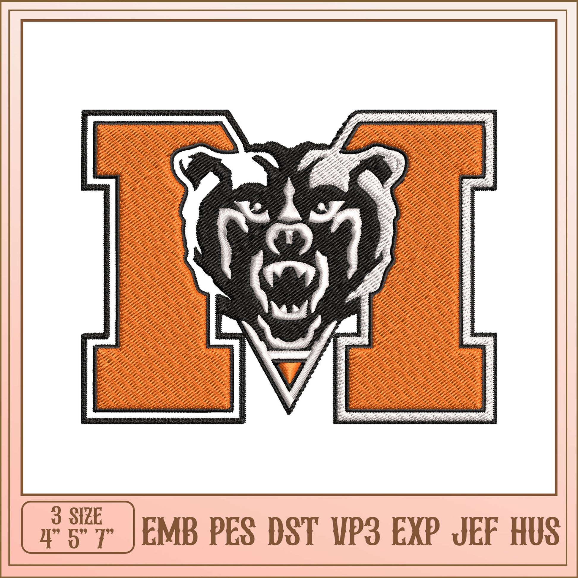 Bear Mascot Embroidery Design