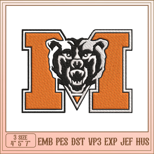 Bear Mascot Embroidery Design