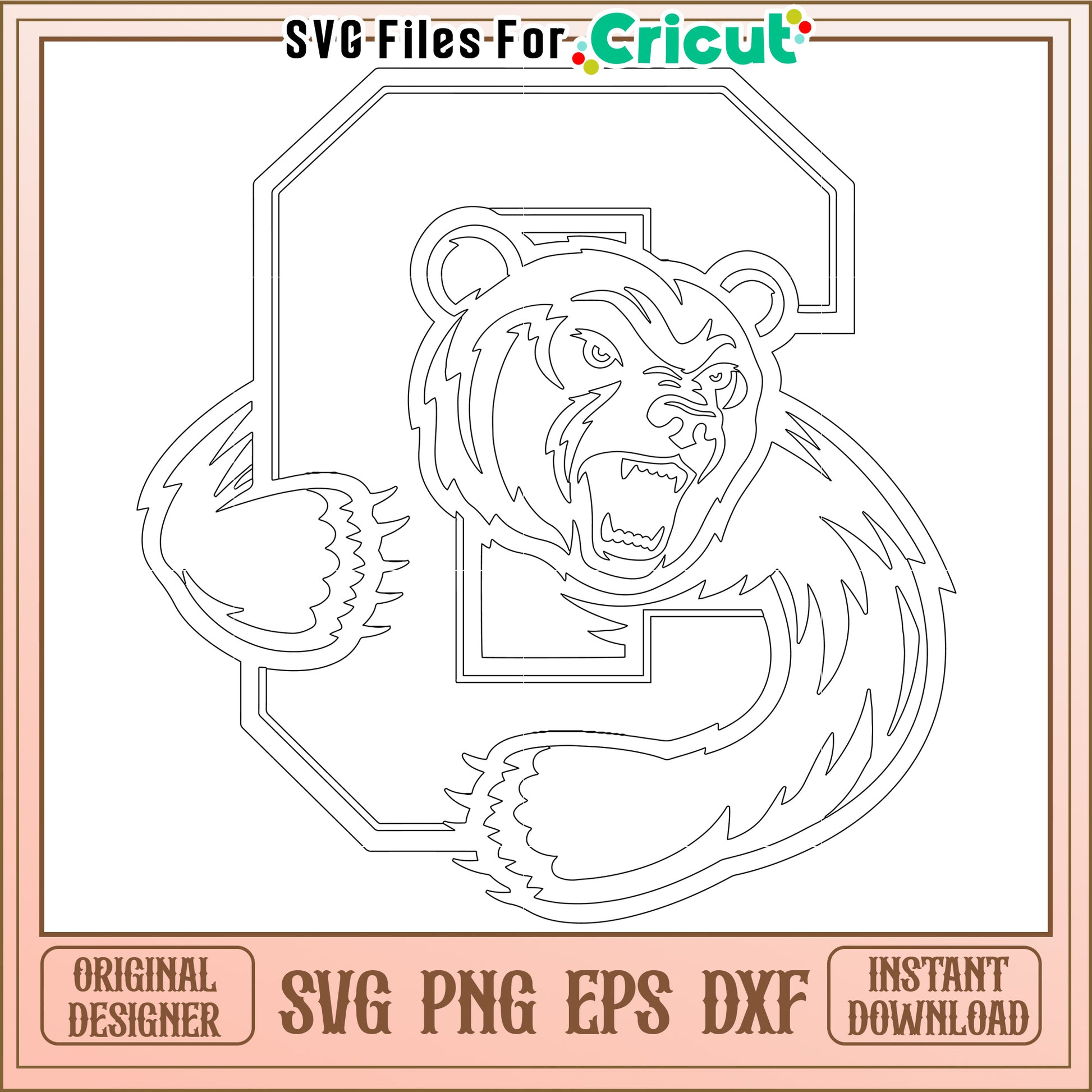 Bear Mascot SVG Design for Cricut, Perfect for School Spirit Projects