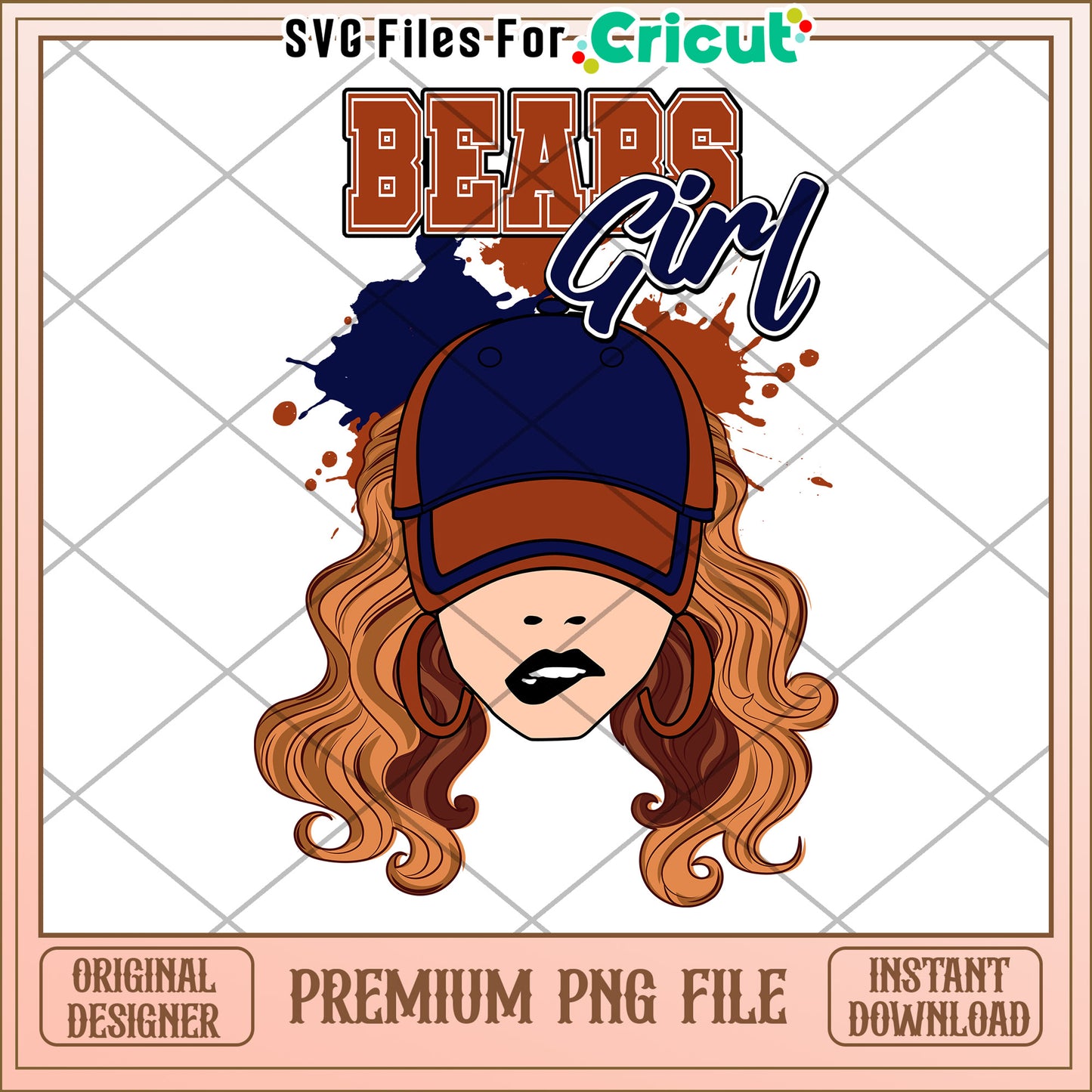 Bears Girl Illustration for Cricut, Premium PNG Download File