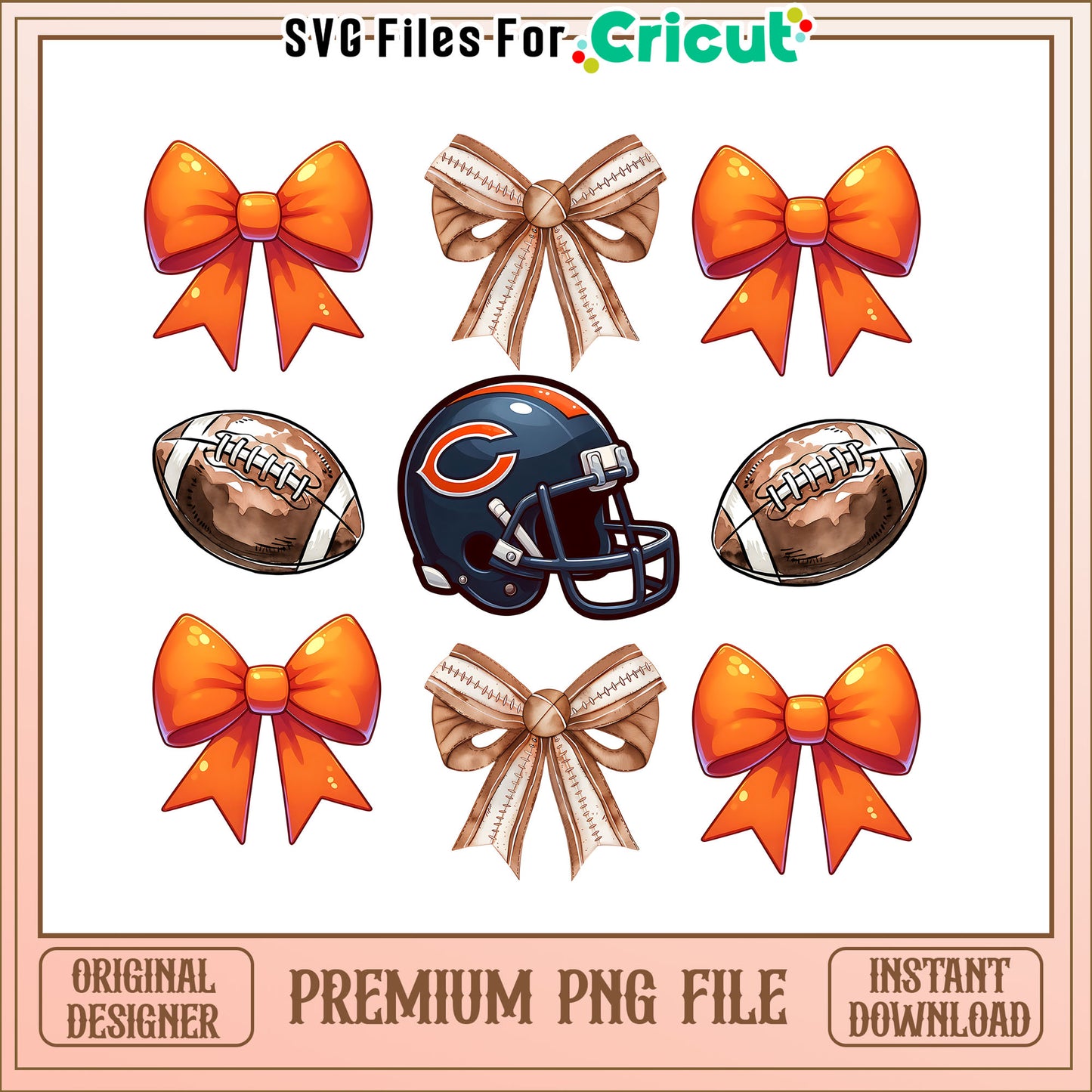Bears rugby ball and bow png, Chicago Bears png, NFL png