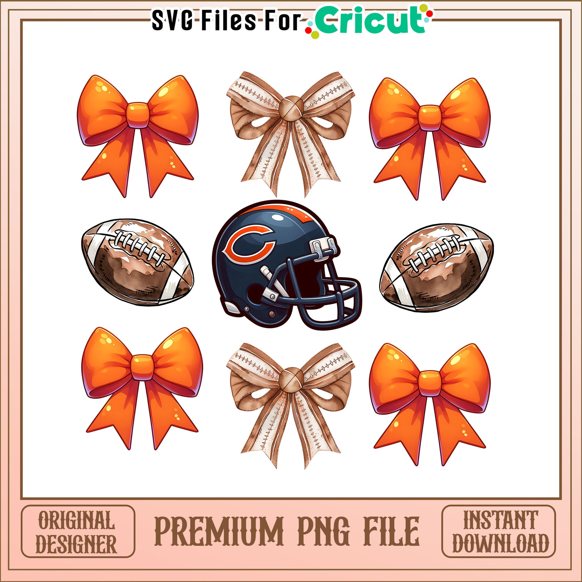 Bears rugby ball and bow png, Chicago Bears png, NFL png