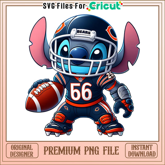 Bears team Stitch and rugby ball png, Chicago Bears png, NFL png