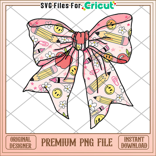 Beautiful bowtie design png, cute stationery design png, back to school items png