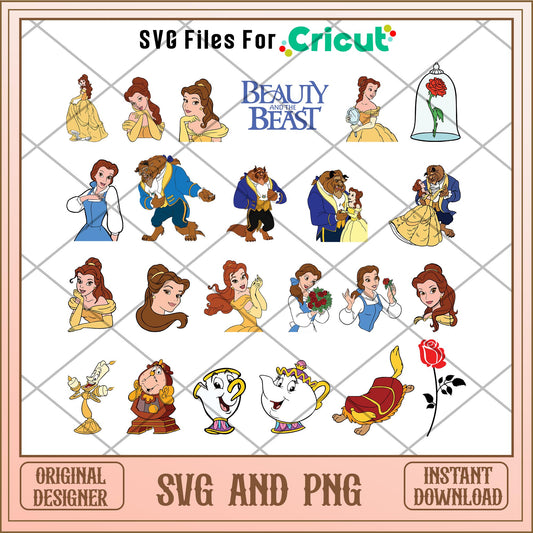 Beauty and the beast characters svg bundle 