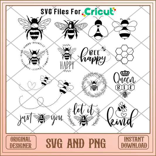 Happy bee svg bundle, Just bee svg bundle - Svgfileforcricut