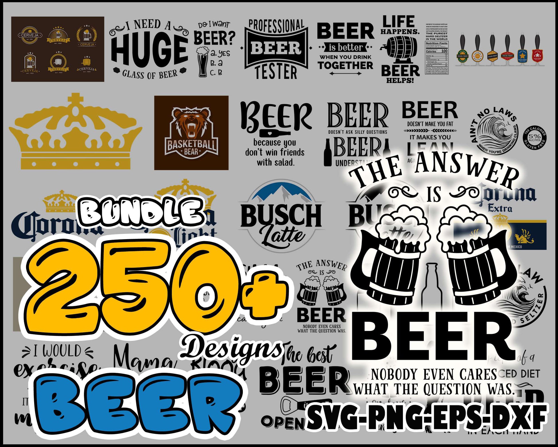 Beer quote design bundle svg, corona beer logo​ svg, beer logo​ svg