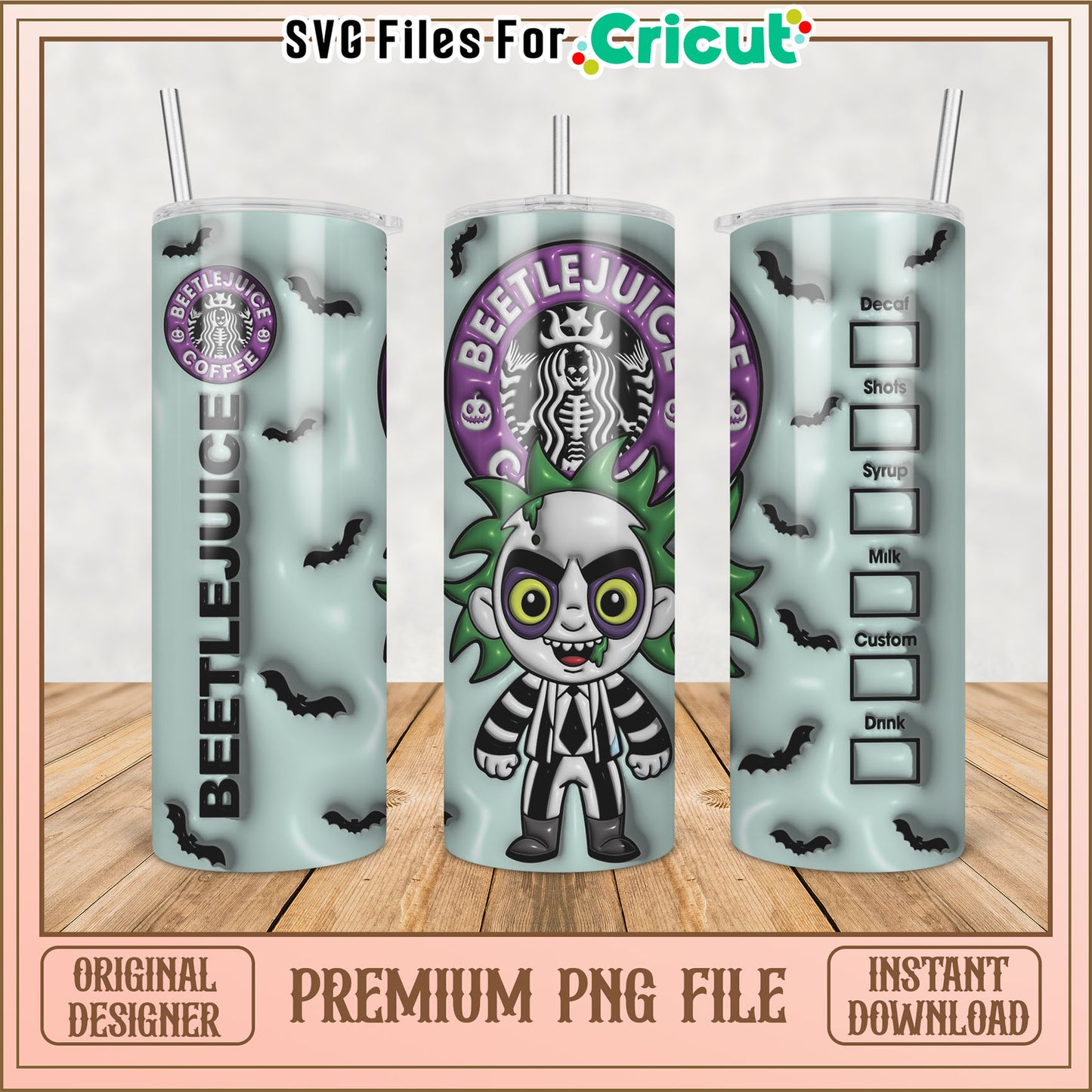 Beetlejuice Starbucks Tumbler PNG