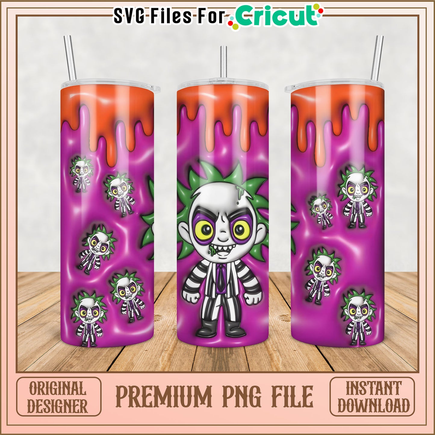 Beetlejuice Tumbler PNG Sublimation