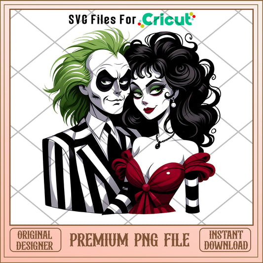 Beetlejuice and Lydia couple halloween png, betlejuice png, halloween png