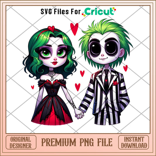 Beetlejuice and Lydia couple png, betlejuice png, halloween png