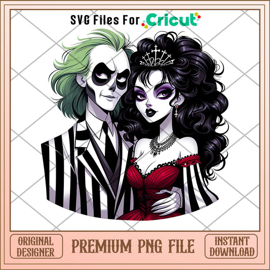 Beetlejuice and Lydia love png, love png, halloween png