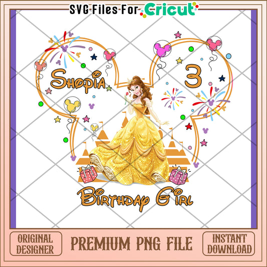 Belle Birthday PNG Disney Princess Design