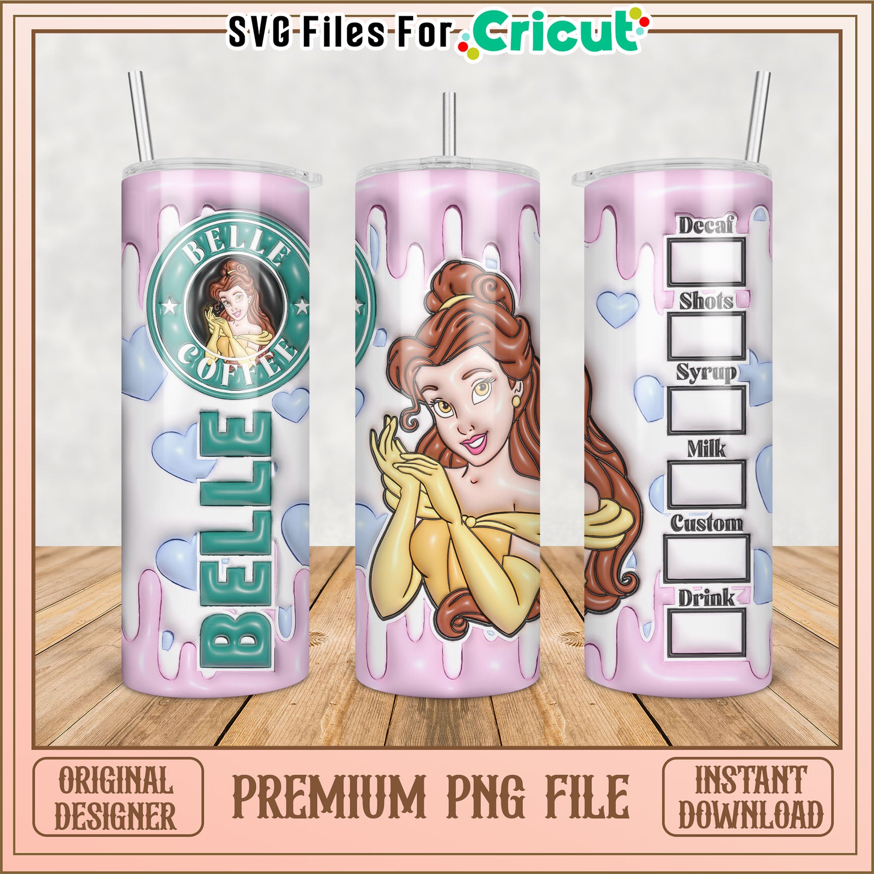 Belle Coffee Tumbler PNG Design