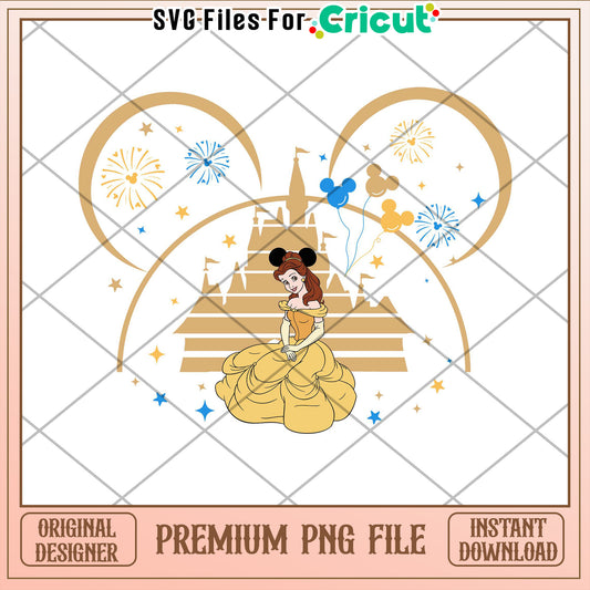 Belle Disney Castle PNG Cricut Instant Download