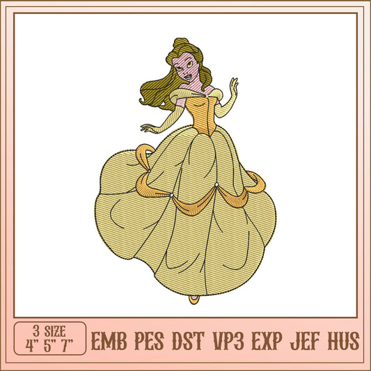 Belle Embroidery Design 4x5x7 Inch