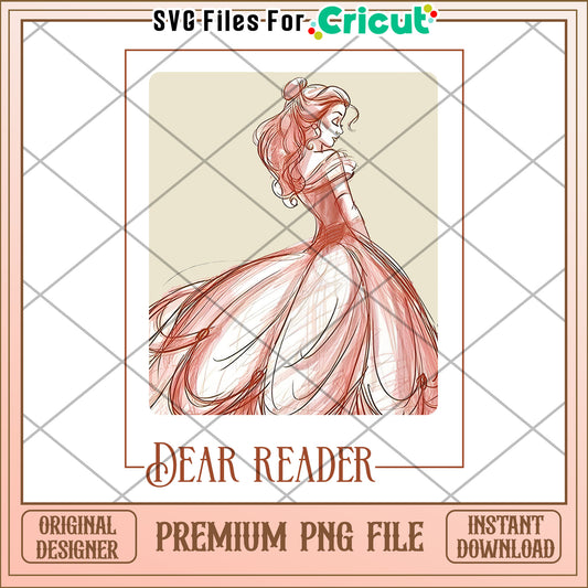 Belle PNG Elegant Princess Dress Illustration