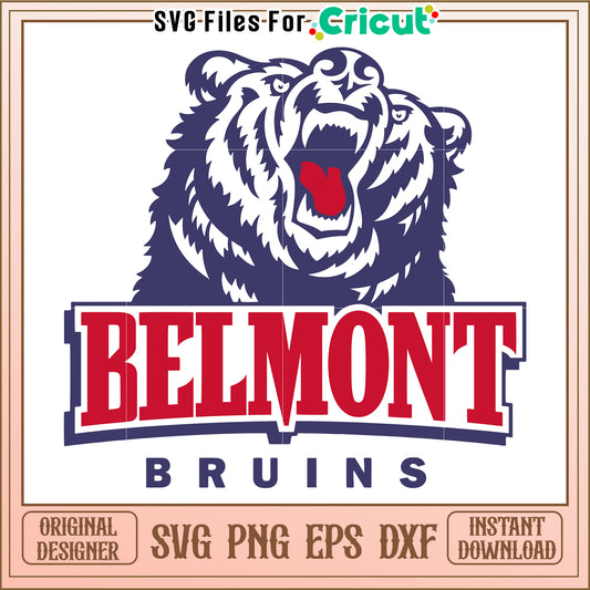 Belmont Bruins Bear Logo SVG Design for Cricut, Instant Download Available